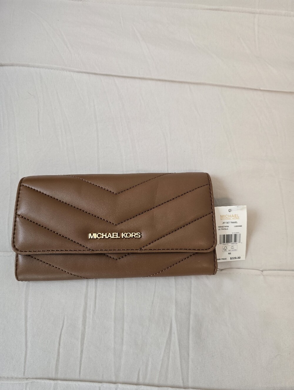 Michael Kors Brown Chevron Quilted Leather Continental Wallet